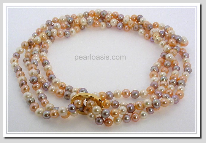 6-7MM Multi Color Freshwater Pearl Endless Necklace w/Shortner 64in 