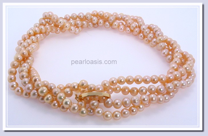 6-6.5MM Pink Freshwater Pearl Endless Necklace w/Shortner 80in 