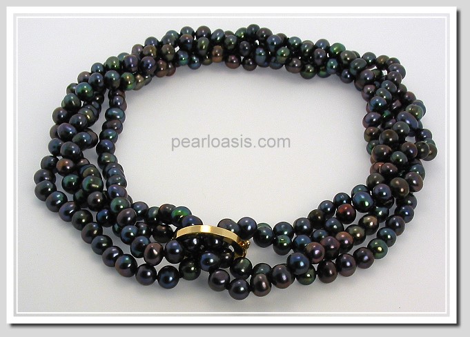 6-7MM Black Freshwater Pearl Endless Necklace w/Shortner 64in 