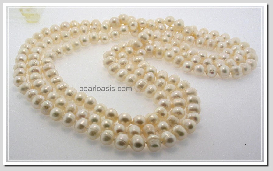 Special: 8-8.5MM White Freshwater Pearl Endless Necklace 64in