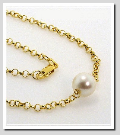 AA+ 8-8.5MM Akoya Pearl Center Necklace 14K Yellow Gold 16in
