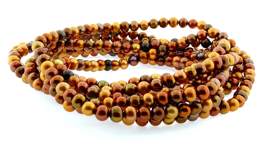 6.5-7MM Multi Color Chocolate Brown Freshwater Pearl Endless Necklace, 100in