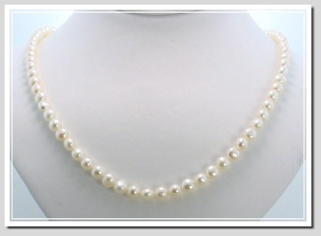 AA+ 5.5-6MM White Freshwater Pearl Necklace Gold Filled Clasp 16.5in.