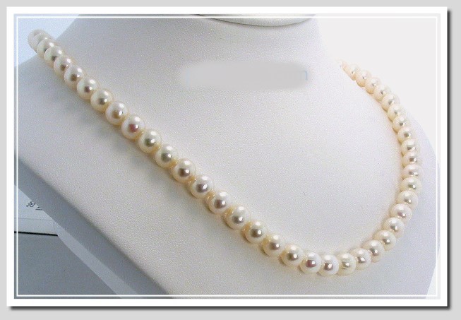AA+ 6.5-7MM White Freshwater Pearl Necklace Gold Filled Clasp 16in.