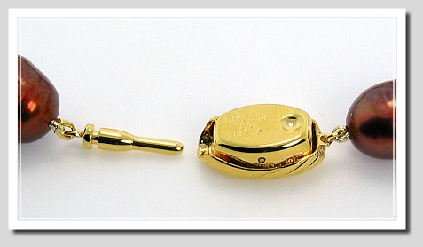 11X13MM Chocolate Red Freshwater Pearl Smoky Quartz Bead Necklace 18in. Silver/18KP Clasp