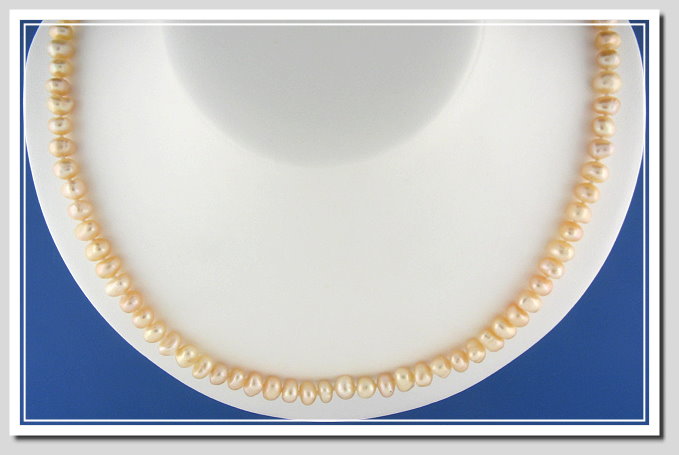 7-7.5MM Peach Pink Cultured Pearl Necklace 24in Special Sale