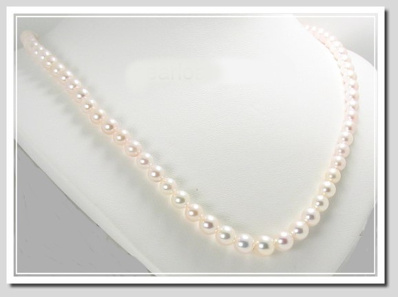 AA 5-7.5MM Akoya Cultured Pearl Graduate Necklace 14K Clasp 16in
