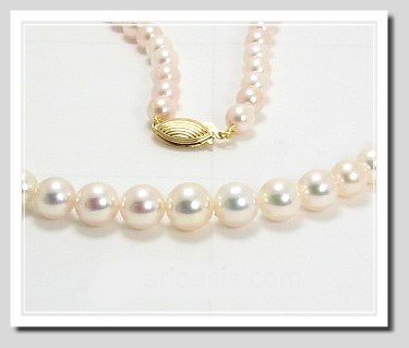 AA 5-7.5MM Akoya Cultured Pearl Graduate Necklace 14K Clasp 16in
