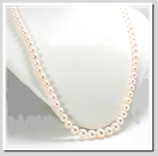 AA 5-8MM Japanese Akoya Cultured Pearl Graduate Necklace 14K Clasp 20in