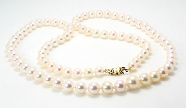 AA+ 5.5MM - 8.5MM Graduated Akoya Cultured Pearl Necklace 14k Clasp 24in