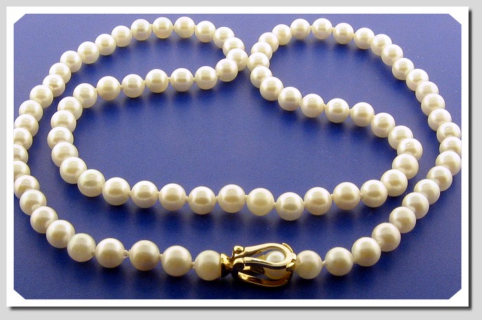 6-6.5MM Akoya Cultured Pearl Lariat Necklace 14K Clasp 22 In.