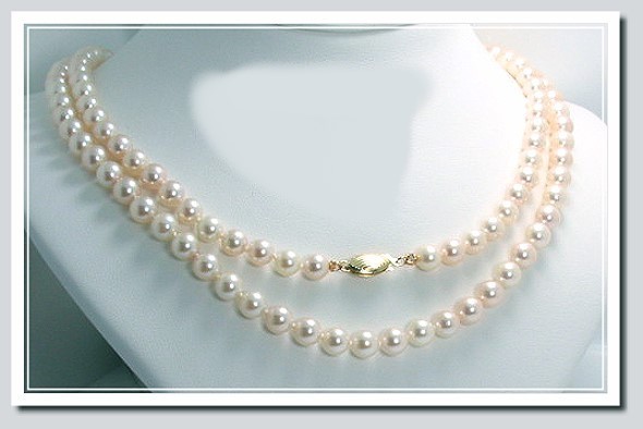 AA 6-6.5MM Chinese Akoya Pearl Necklace 14K Clasp 32in Special