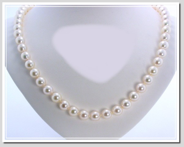 AA 6-6.5MM White Chinese Akoya Cultured Pearl Necklace 14K Clasp