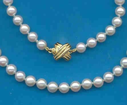 AA+ Graded 6-6.5MM White Japanese Akoya Cultured Pearl Necklace, 18K XO Clasp, 20 In.