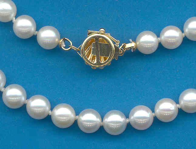 A+ Grade 6.5-7MM White Japanese Akoya Cultured Pearl Necklace w/14K Seashell Clasp, 24 In.