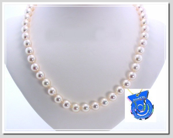 AAA 7.5-8MM Japanese Akoya Cultured Pearl Necklace 14K Gold Clasp