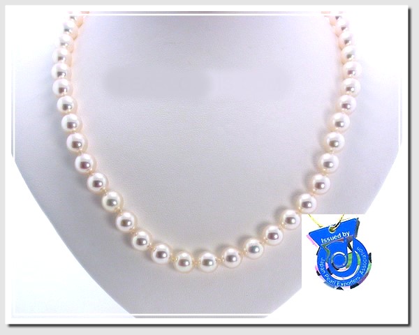 AAA 8-8.5MM Japanese Akoya Cultured Pearl Necklace 14K Gold Clasp