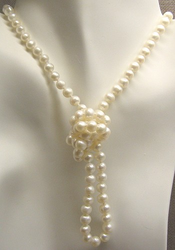 AA Grade 6-7MM White Freshwater Cultured Pearl Endless Necklace 38 In.