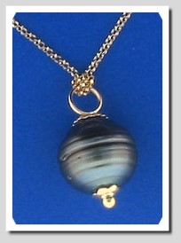 12.5X13MM Black Tahitian Pearl Pendant w/Rolo Chain, 14K Gold