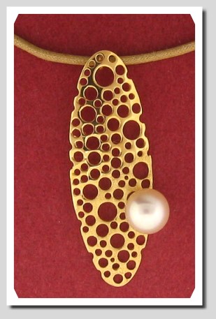 Large Designer Pendant w/10.24MM White South Sea Cultured Pearl, Leather Necklace, 18K Yellow Gold, 16 In.