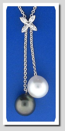 10.10MM & 11MM Tahitian & South Sea Pearl Lariat Necklace, 0.07 Ct. 18K White Gold 17+1.75 In.