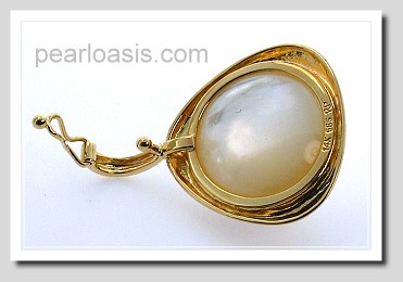 16.5MM Japanese Mabe Pearl Diamond Pendant Enhancer 14K Gold
