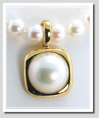 14MM Japanese Mabe Pearl Pendant Enhancer 14K Gold
