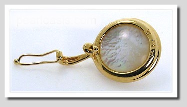 14MM Japanese Mabe Pearl Diamond Pendant Enhancer 14K Gold