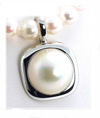 14.2MM Japanese Mabe Pearl Pendant Enhancer 14K White Gold