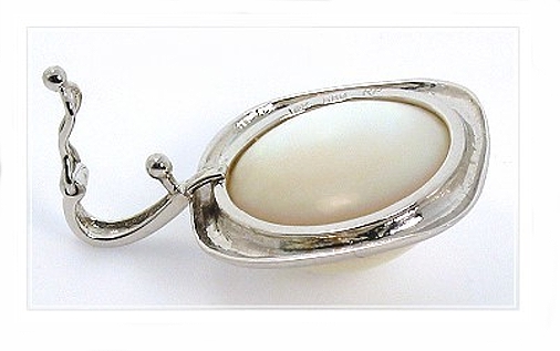 16.25MM Japanese Mabe Pearl Pendant Enhancer 14K White Gold