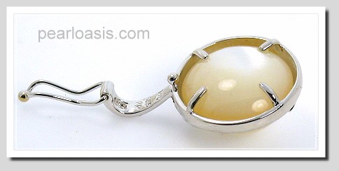 13.5MM Japanese Mabe Pearl Diamond Pendant Enhancer 14K White Gold