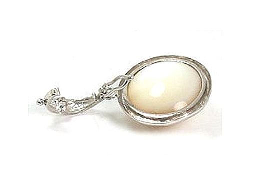 14.8MM Japanese Mabe Pearl Pendant Enhancer 14K White Gold