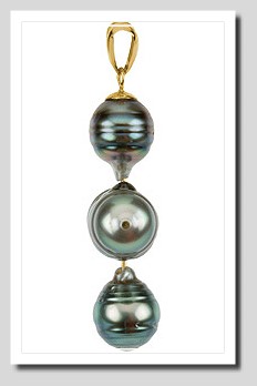 8-9MM Tahitian Pearl Cross Pendant 14K Yellow Gold