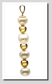 5.5-6MM White Freshwater Pearl Cross Pendant 14K Yellow Gold