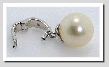 AAA 9-9.5MM White FW Pearl & Diamond Pendant Enhancer 14K White Gold