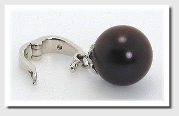 AAA 9-9.5MM Black FW Pearl & Diamond Pendant Enhancer 14K White Gold