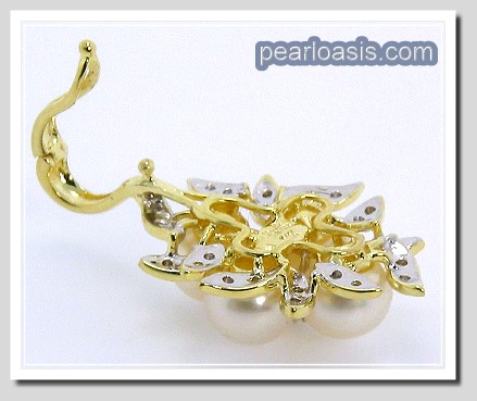 6.5-7MM Multi White FW Pearl Diamond Pendant Enhancer 14K Yellow Gold