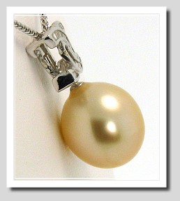 11.2X12.9MM Medium Golden South Sea Pearl Pendant-Slide, 18K White Gold w/0.20 Ct. Diamonds, Chain 18in.