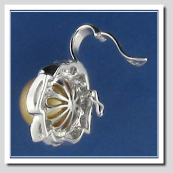 10.73MM Dark Golden South Sea Pearl Pendant Enhancer w/0.37 Ct. Diamonds, 18K White Gold
