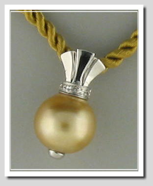11.63MM Dark Golden South Sea Pearl Pendant w/Silk Rope, 14K White Gold, 16 In.