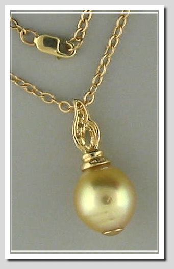 11.43X12MM Dark Golden South Sea Pearl Pendant w/Chain, 14K Yellow Gold, 16 In.