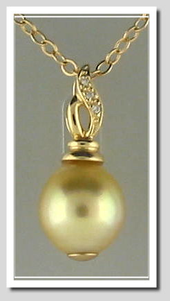 11.36X13MM Dark Golden South Sea Pearl Pendant w/Chain, 14K Yellow Gold, 18 In.