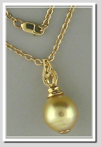 11.36X13MM Dark Golden South Sea Pearl Pendant w/Chain, 14K Yellow Gold, 18 In.