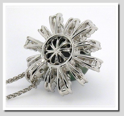10.65MM Peacock Tahitian Pearl Pendant w/1.00 Ct. Diamonds, 18K White Gold