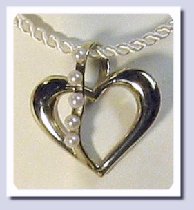 Large Heart Pendant Slide w/Cultured Pearls, 14K White Gold