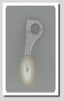 10.5MM Coin Pearl Diamond Pendant Slide 18K W Gold, Black Rubber Cord 16 In.