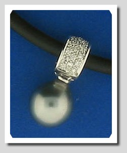 9.15X10.2MM Gray Tahitian Pearl Diamond Pendant Enhancer 18K