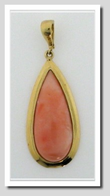 13X30MM Pink Coral Drop Pendant Enhancer 14K Gold