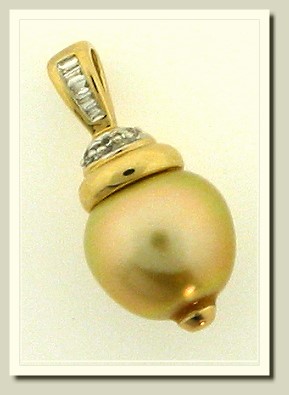 11.1MM Dark Gold South Sea Pearl Diamond Pendant 14K 
