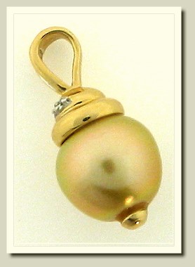 11.1MM Dark Gold South Sea Pearl Diamond Pendant 14K 